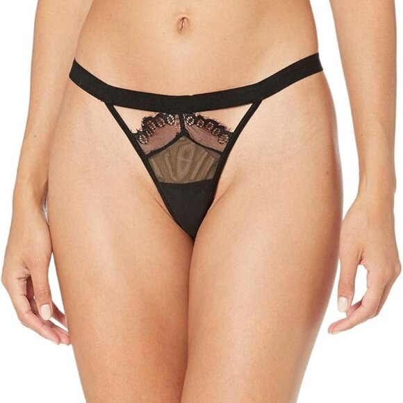 Thistle and Spire set panties and bra Sidney Keyhole thong black NWT sz 32DD XL - Picture 2 of 4